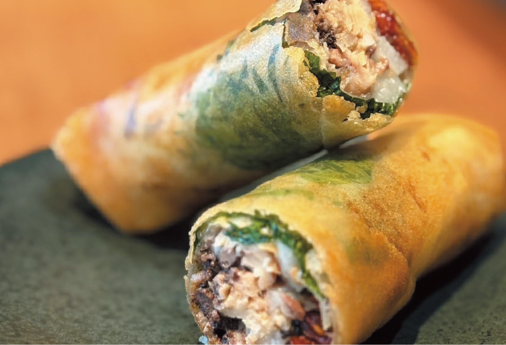 秋刀魚と長芋、ドライトマトの春巻き