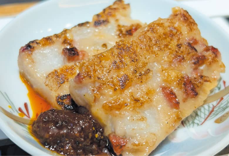 腸詰と干蝦の長芋餅