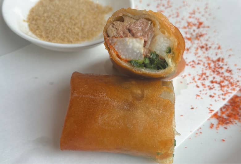 道産長芋と低温調理鶏レバーの春巻き～特製クミン塩添え～