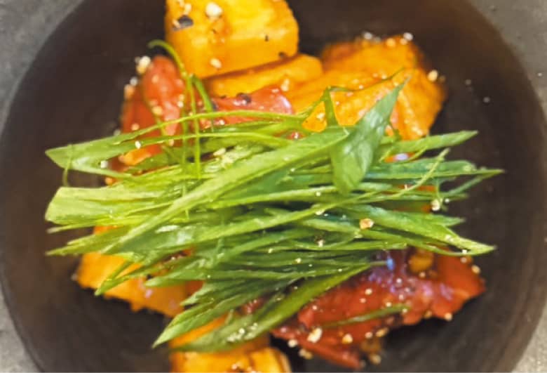 芝浦牛ハツと長芋のポキ