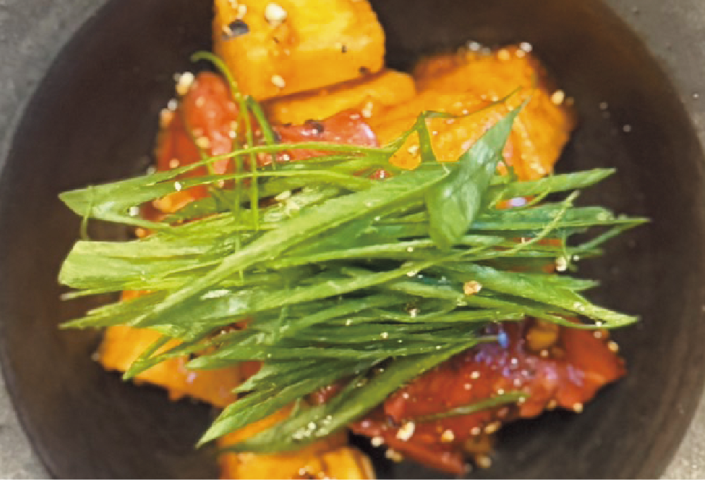 芝浦牛ハツと長芋のポキ